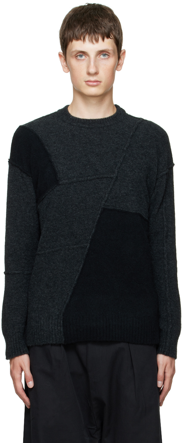 Isabel Benenato: Black & Gray Paneled Sweater | SSENSE