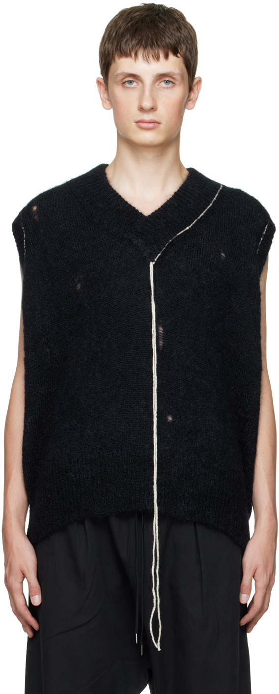 Isabel Benenato Black Loose Thread Vest