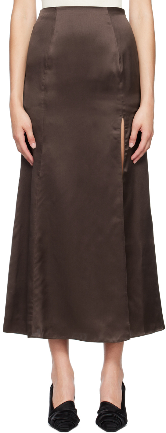 Brown Organic Silk Maxi Skirt