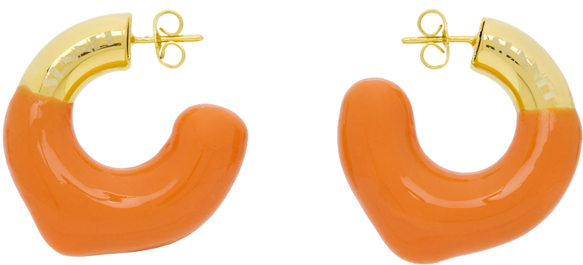 SSENSE Exclusive Gold & Orange Rubberized Earrings