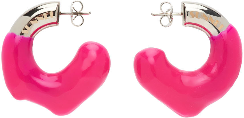 Ssense Donna Accessori Gioielli Orecchini Gold & Pink Rubberized Earrings 