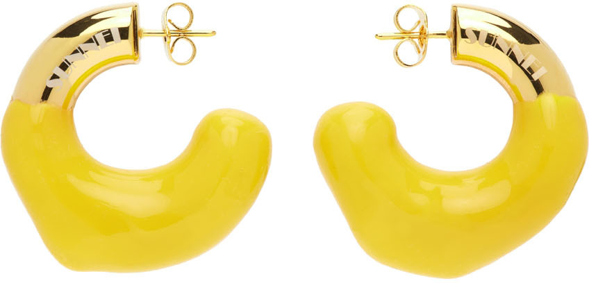 Ssense Donna Accessori Gioielli Orecchini SSENSE Exclusive Gold & Yellow Small Rubberized Earrings 