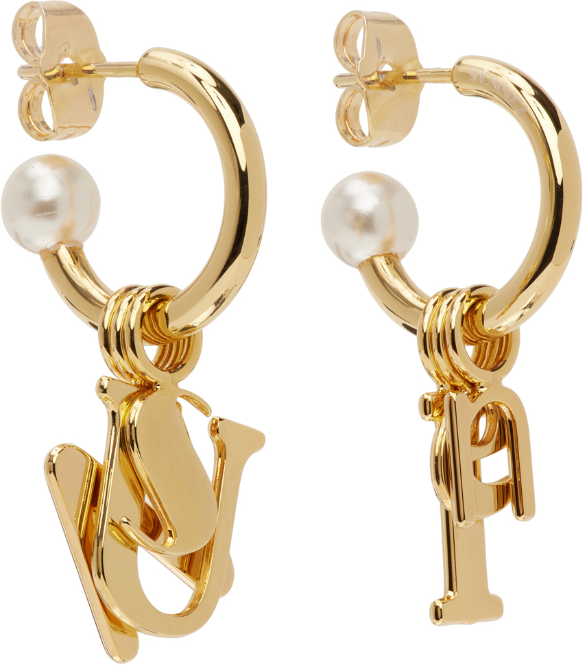 Sunnei rubber-detail hoop earrings - Gold