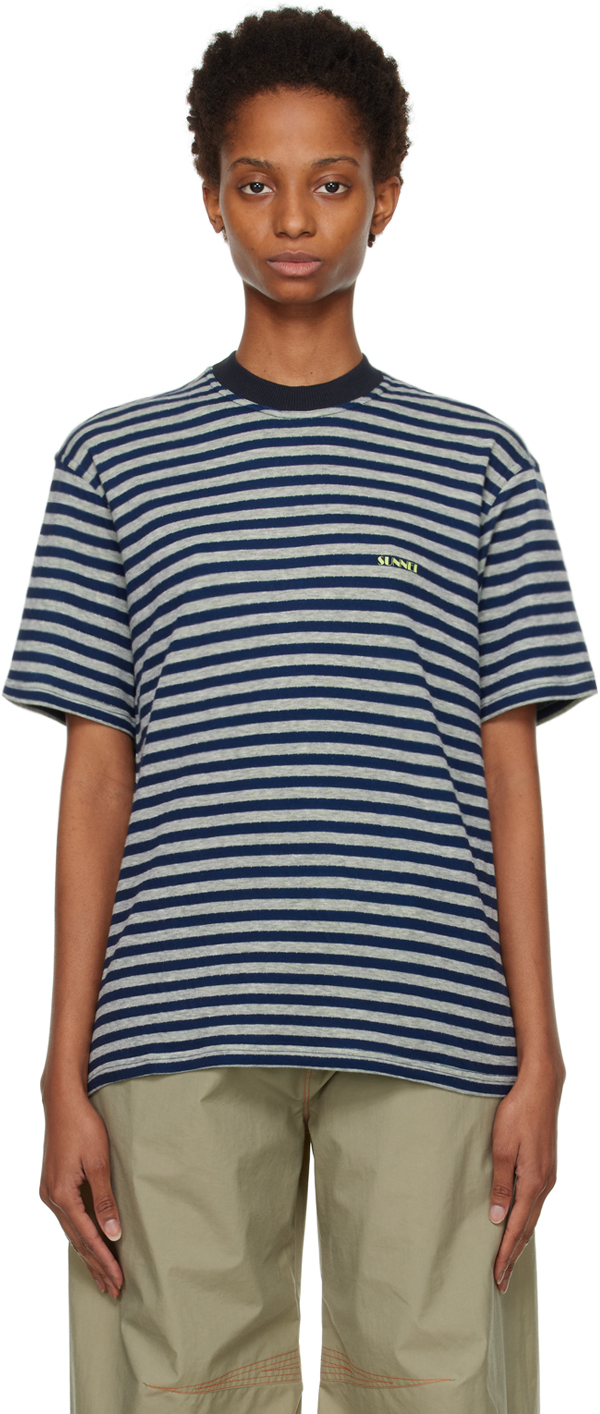 Beskrivelse Helt tør Foster SUNNEI: Gray & Navy Classic Reversible T-Shirt | SSENSE