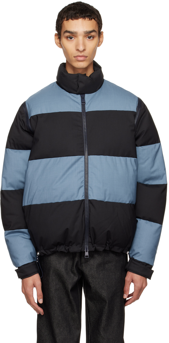 Sunnei Puffer Jacket With High Collar In 007g Light Blue