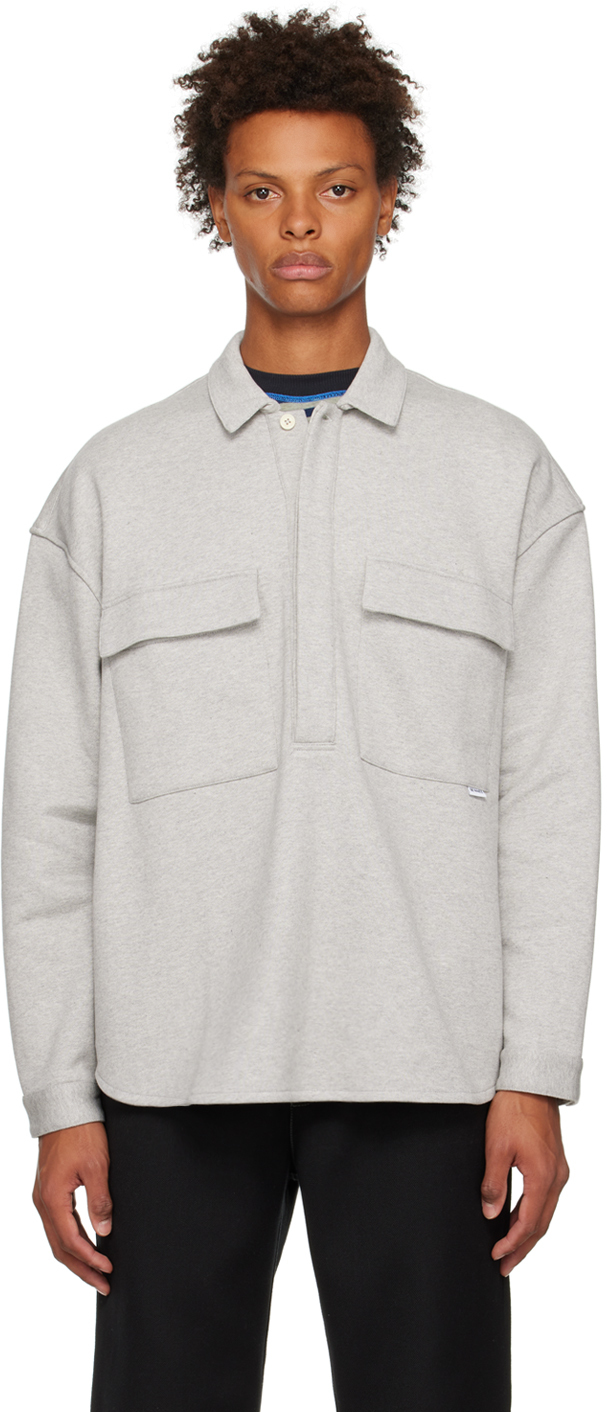 Sunnei Grey Overshirt Polo In 7215 Grey Melange