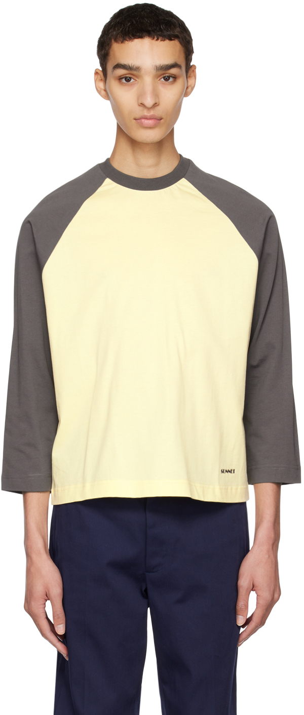 Sunnei Long Raglan Sleeves T-shirt In Lye Light Yellow
