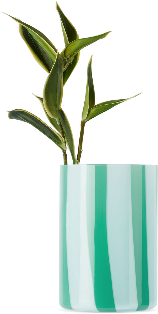 Sunnei Blue & Green Murano Glass Vase In Light Blue / Pine Gr