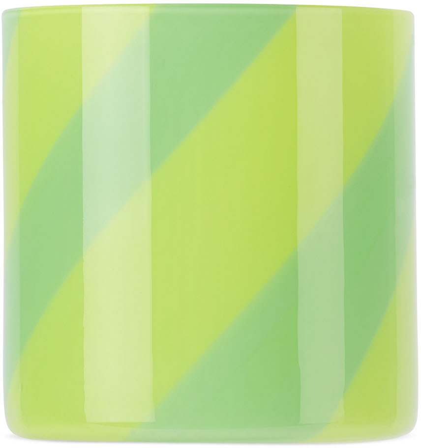 Sunnei Striped Tumbler Glass In Acid Green / Grass G