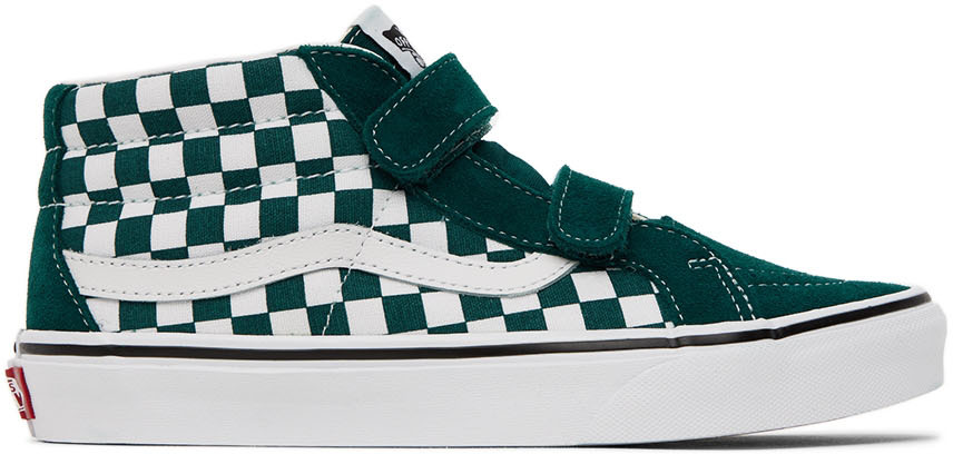 Vans Kids Green & White Sk8-mid Reissue V Big Kids Sneakers In Checkerboard Deep Te