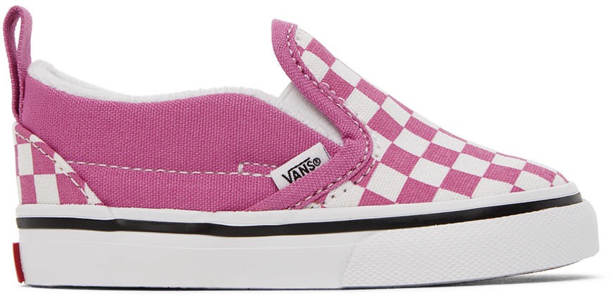 Vans Baby Pink & White Checkerboard Slip-on V Sneakers In Color Theory Checker