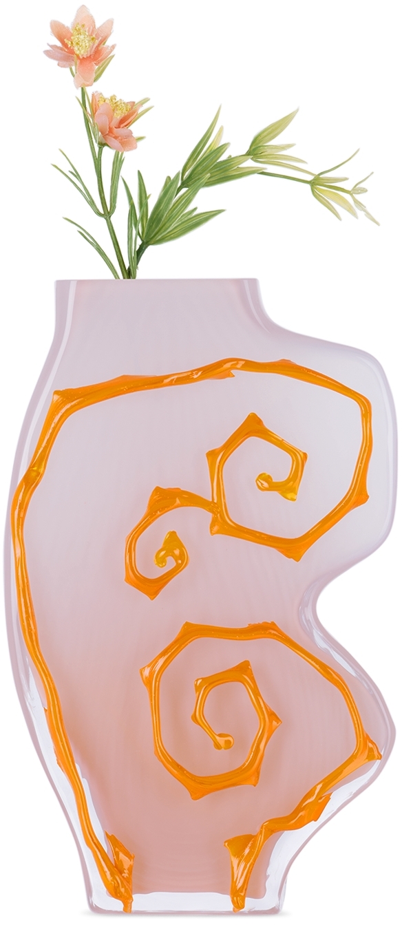 Silje Lindrup Ssense Exclusive Pink & Orange Large Vase In Peach And Orange