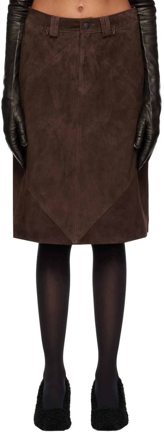 Maximilian Davis Brown Telford A-Line Midi Skirt
