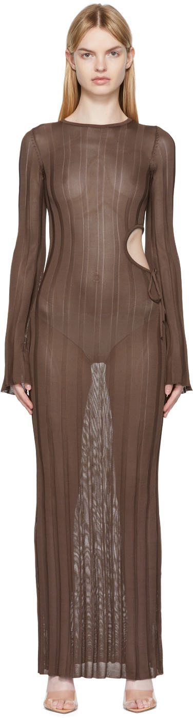 Brown Cut-Out Maxi Dress by SIR. on Sale