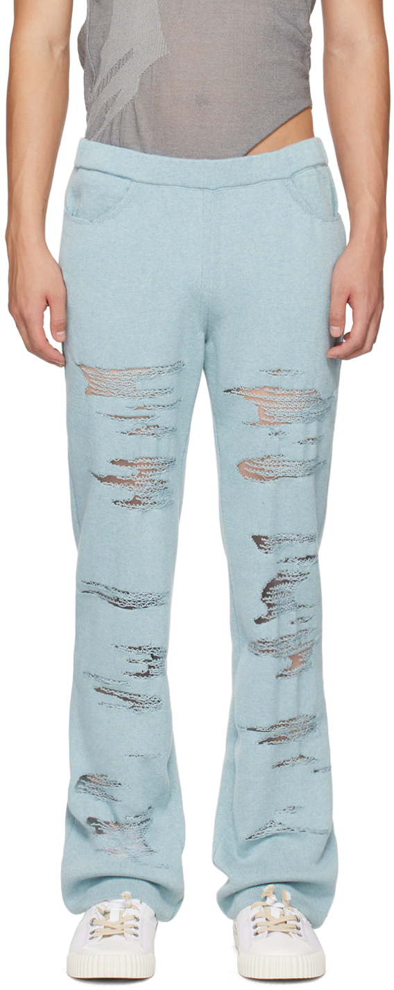 SSENSE Exclusive Blue Ripped Trousers