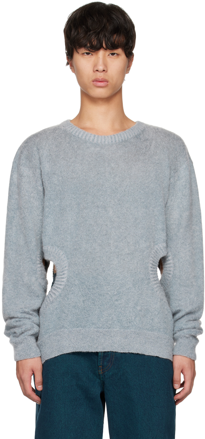 SSENSE Exclusive Gray Cutout Sweater by khanh brice nguyen on Sale