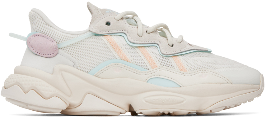 Adidas Originals White Ozweego Sneakers In Cloud White / Bliss