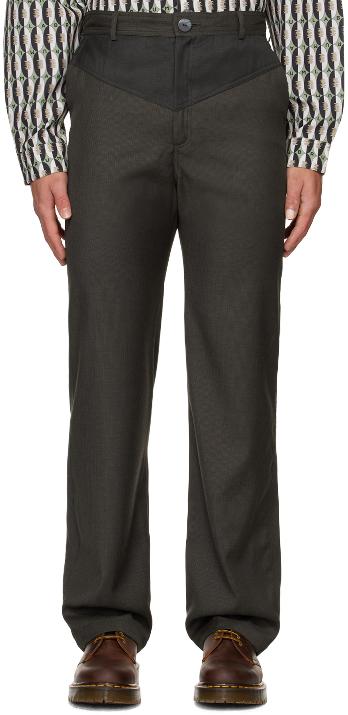 Gray Striped Trousers by Labrum on Sale