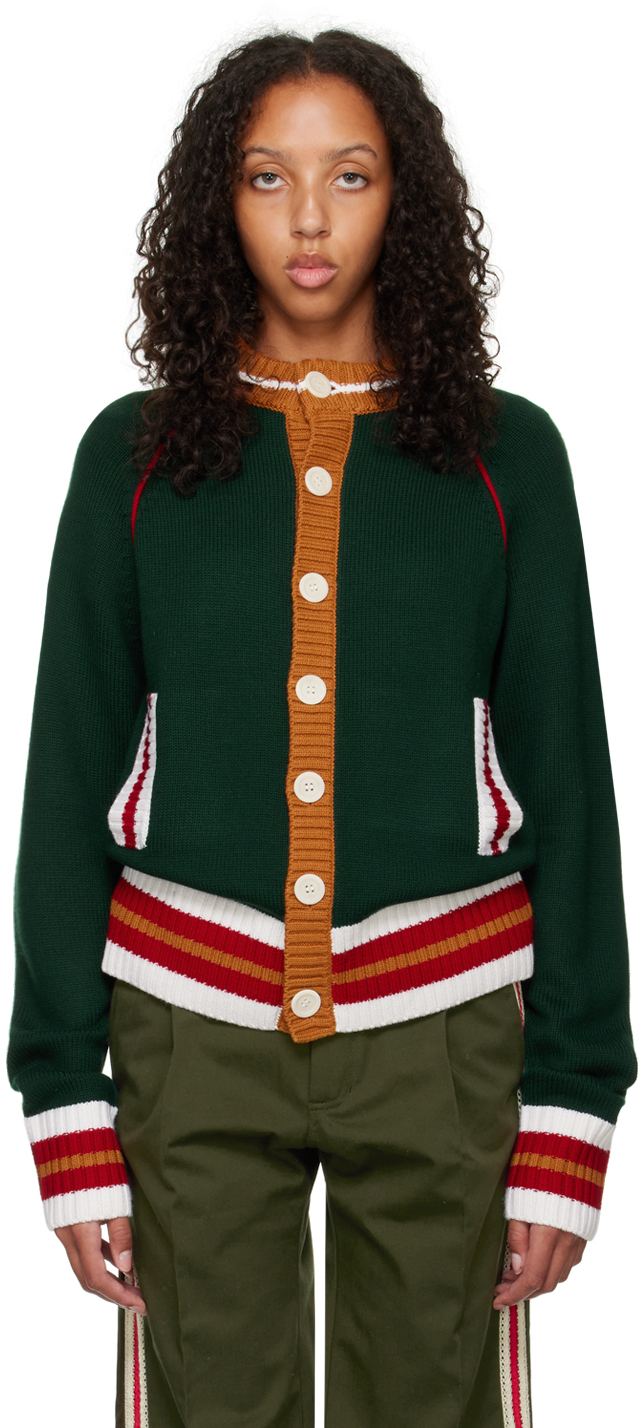 Wales Bonner SSENSE Exclusive Green Artist Cardigan SSENSE