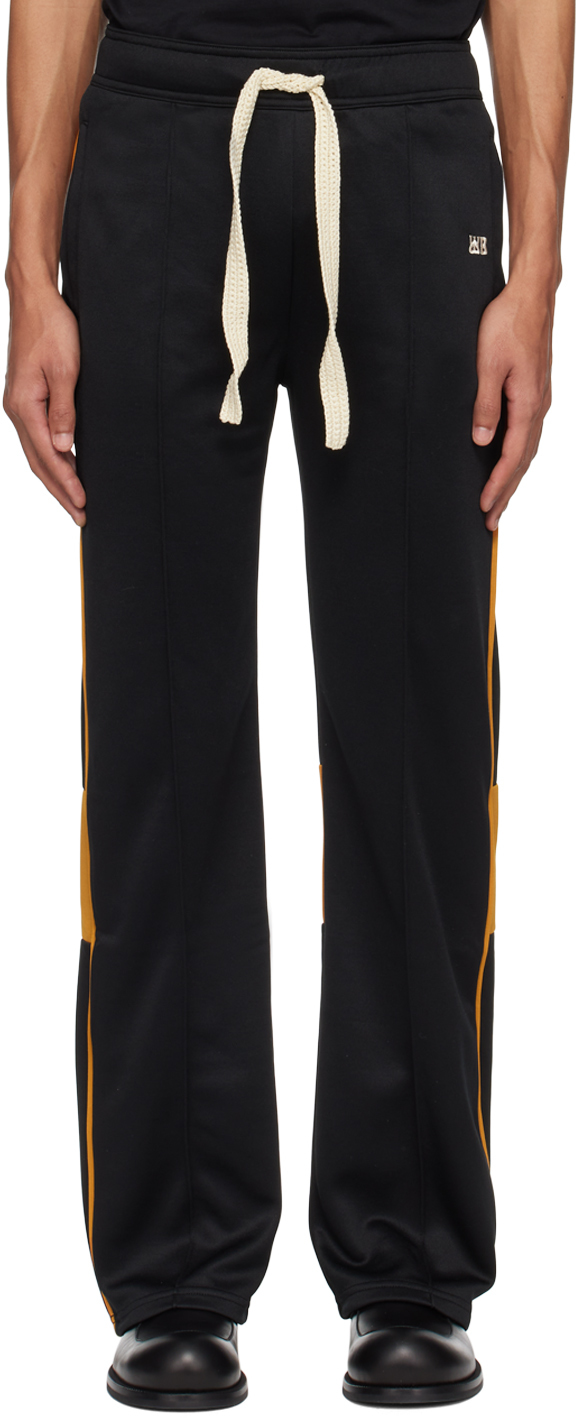 Wales Bonner Ssense Exclusive Black Percussion Track Pants In Black / Yellow