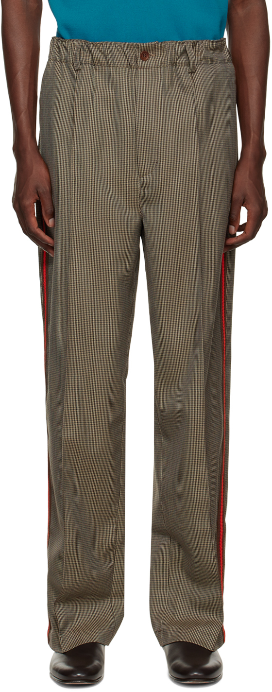 Wales Bonner: Brown Wisdom Houndstooth Trousers | SSENSE