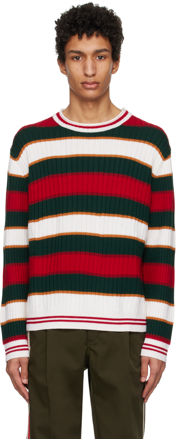 Wales Bonner Ssense Exclusive Multicolor Choir Sweater In Red/ecru/green