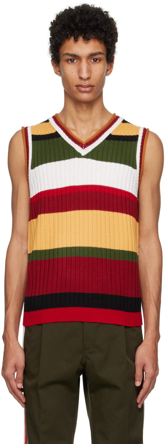 Wales Bonner Ssense Exclusive Multicolor Brixton Vest In Red/yellow/green