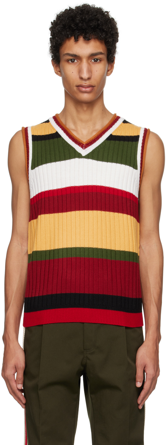 Wales Bonner Ssense Exclusive Multicolor Brixton Waistcoat In Red/yellow/green