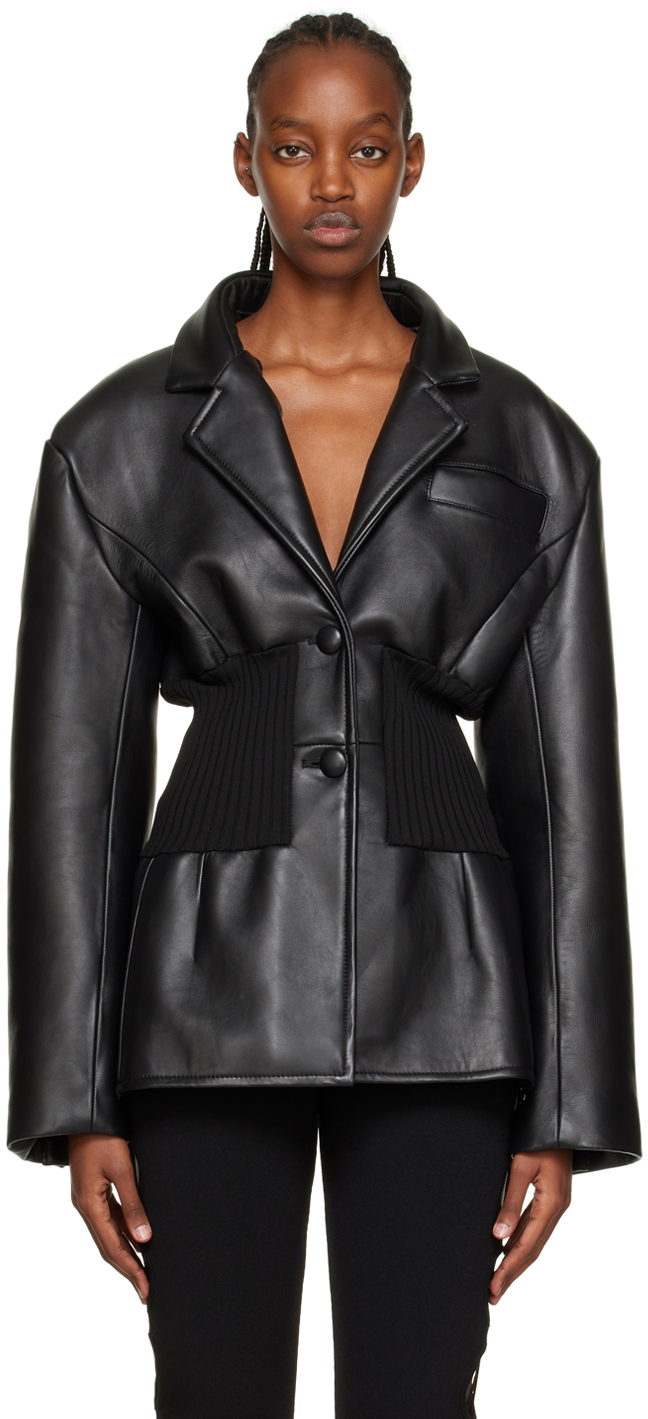 ANDREĀDAMO: Black Oversize Lambskin Jacket | SSENSE