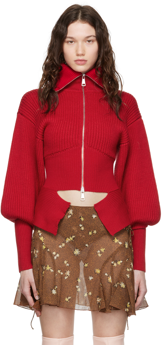 ANDREADAMO Red Cut Out Cardigan