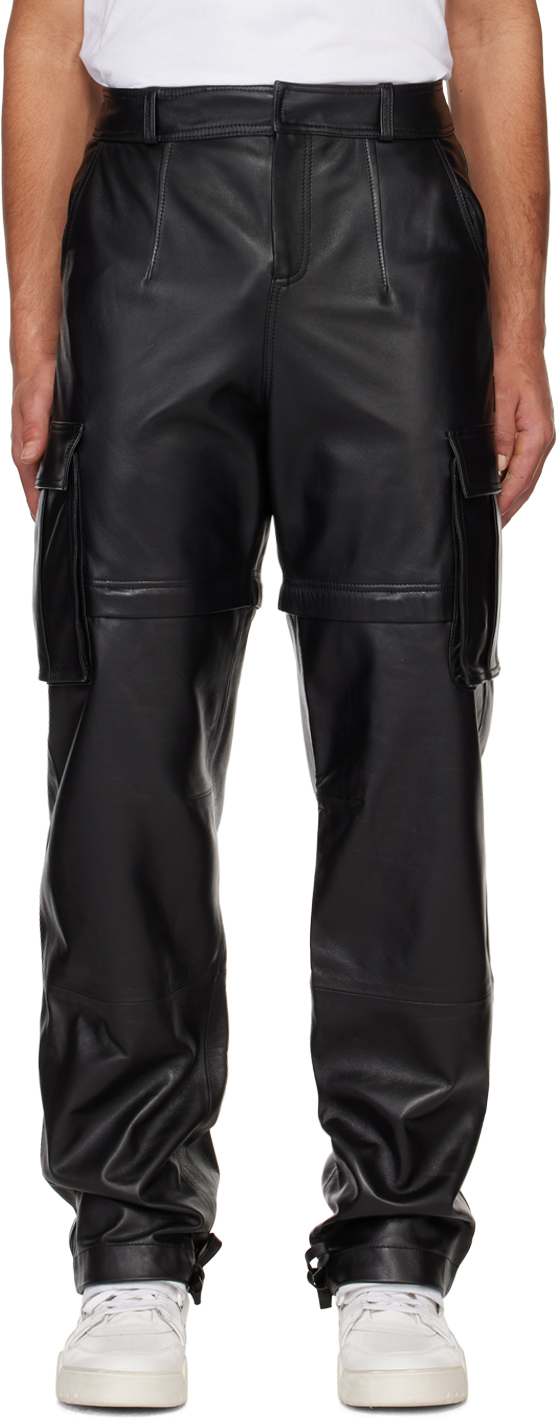 ANDREADAMO Black Paneled Leather Pants