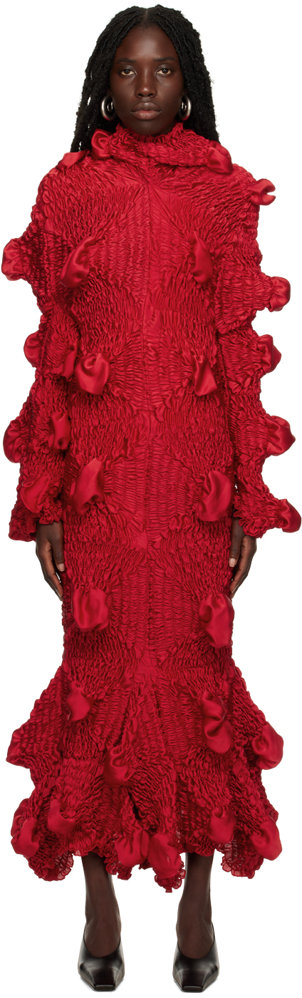 Feben Red Twist Midi Dress
