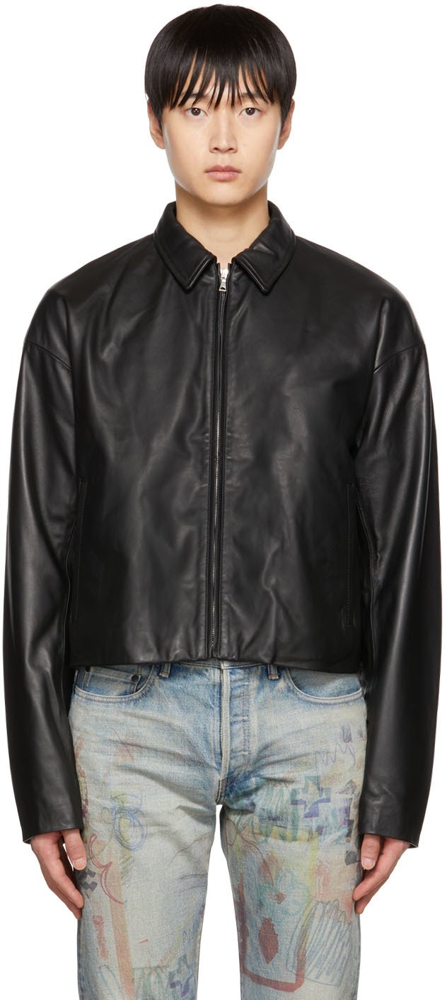 John Elliott Cropped Leather Jacket in Black for Men Mens Clothing Jackets Leather jackets 