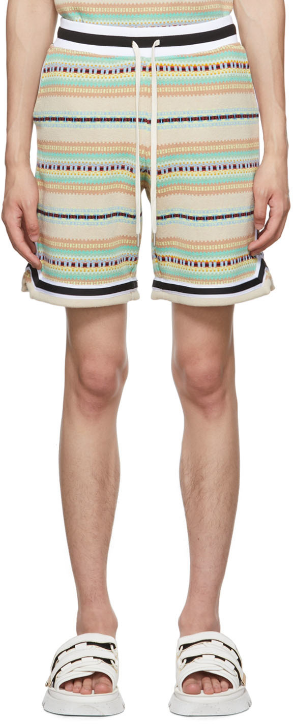 John Elliott Beige Striped Shorts