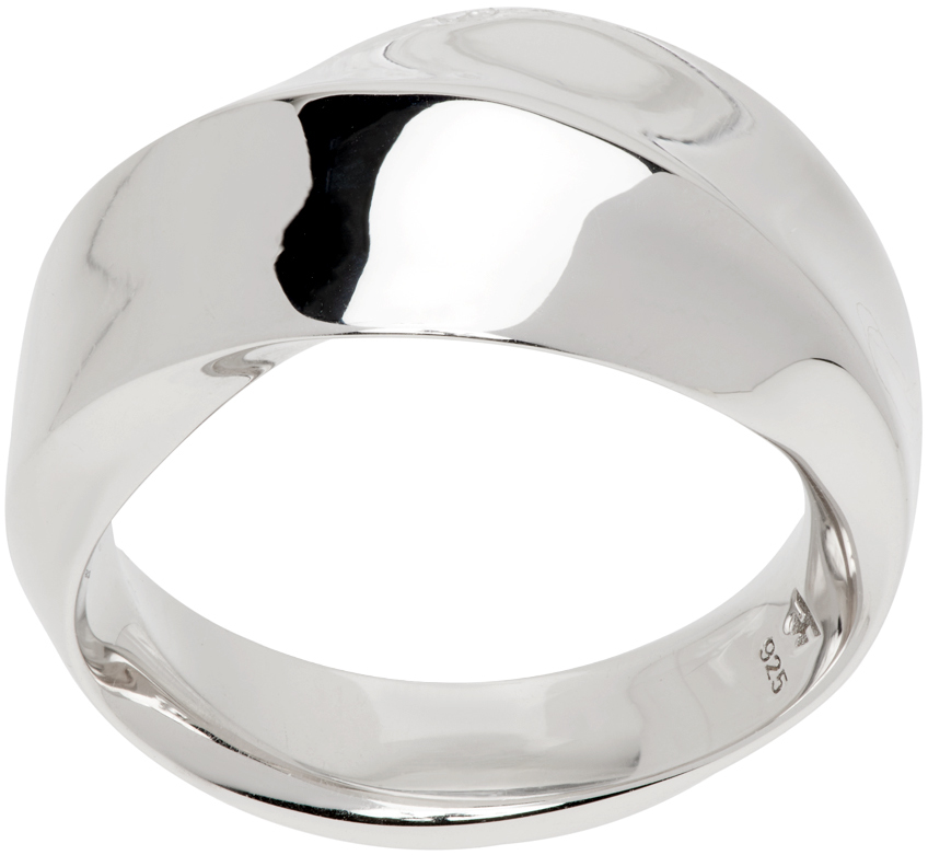 Silver Textured Semi-Polished Ring Ssense Uomo Accessori Gioielli Anelli 