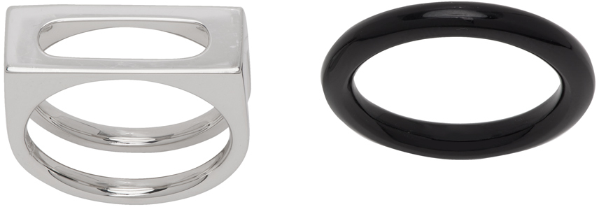Ssense Uomo Accessori Gioielli Anelli Silver & Black Gaff Chain Ring 