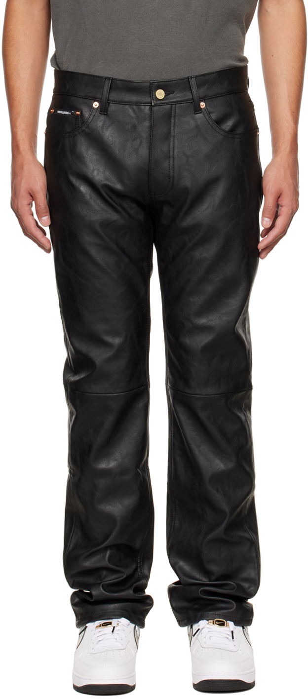 SSENSE Exclusive Black GP Faux-Leather Pants