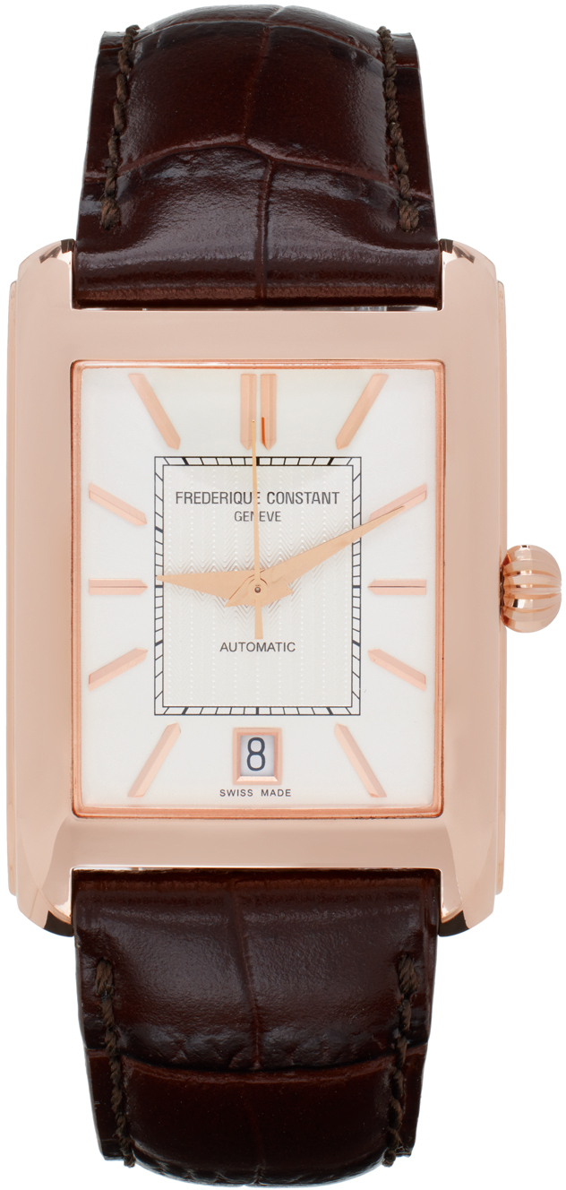 Frederique Constant Rose Gold & Brown Classics Carrée Automatic Watch In Brown/gold