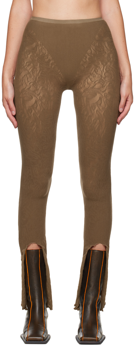 Poster Girl Brown Jacquard Leggings SSENSE UK