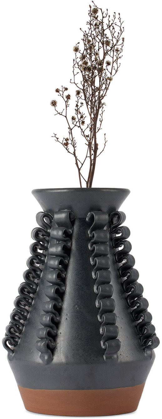 Perla Valtierra Black Lola Grande A Vase In Negro Matte
