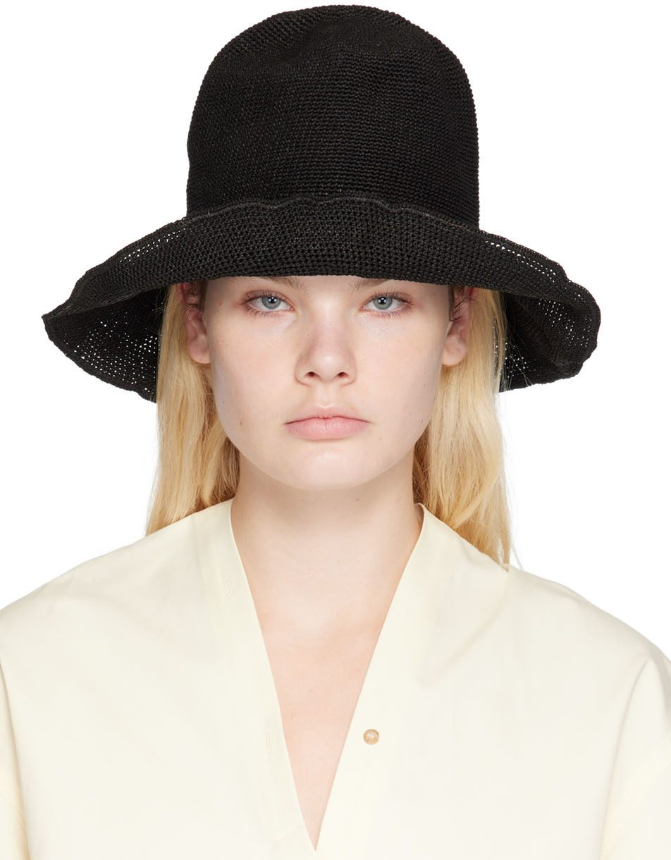 Totême: Black Paper Straw Bucket Hat | SSENSE