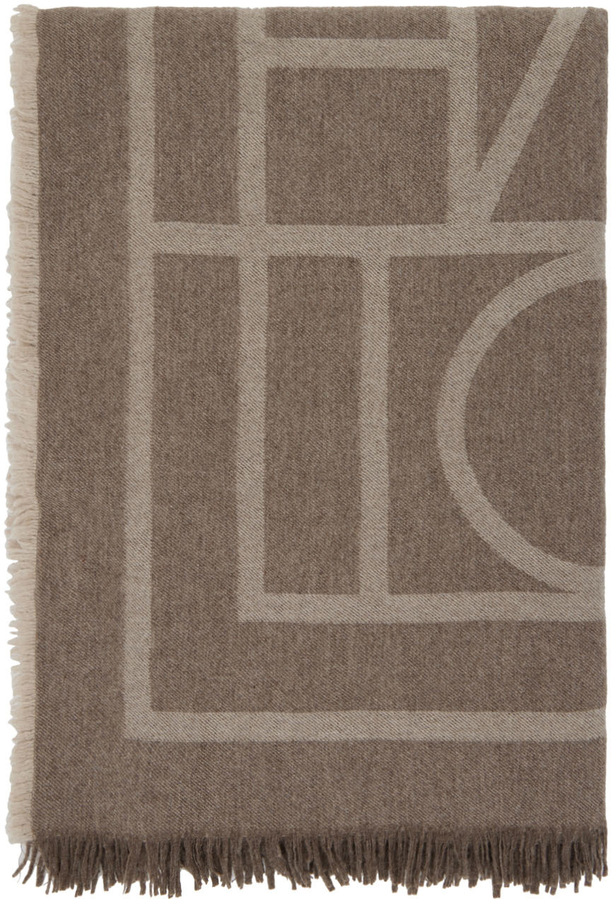 Monogram Jacquard Scarf - Toteme - Wool - Brown