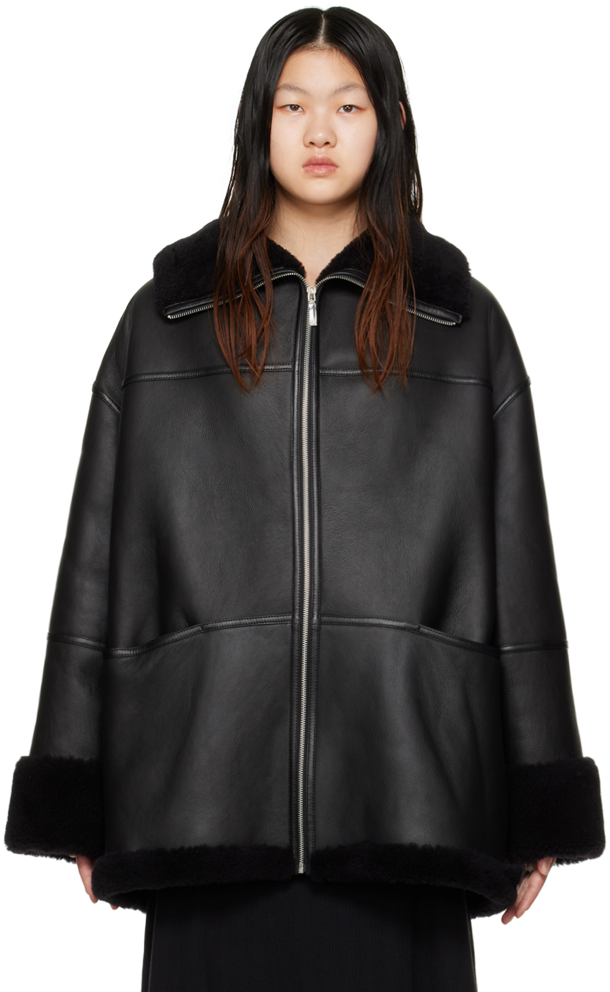 TotÃªme: Black Signature Shearling Jacket | SSENSE Canada