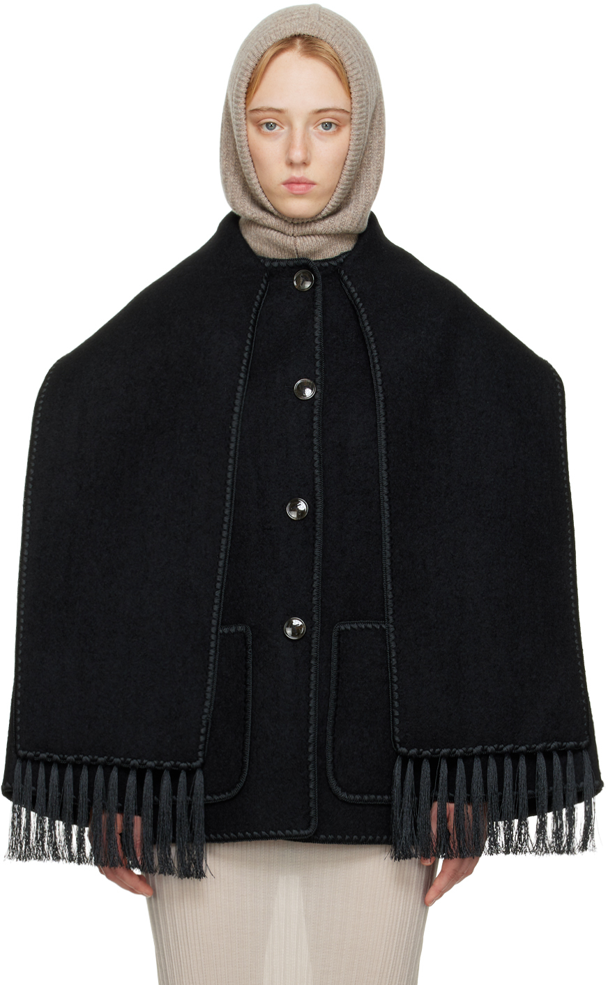 Totême Black Embroidered Scarf Jacket