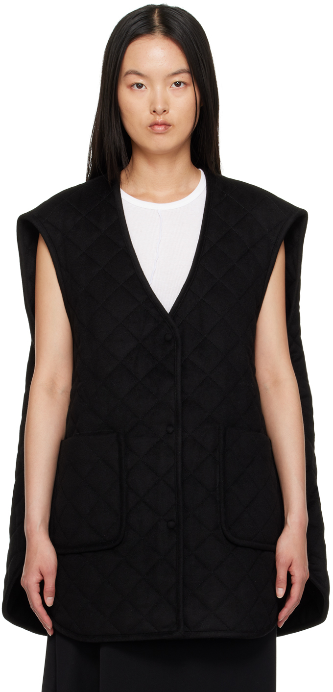 Totême Oversized Quilted Wool Vest In Black