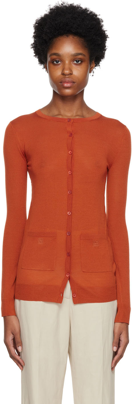 Orange Embroidered Cardigan | SSENSE
