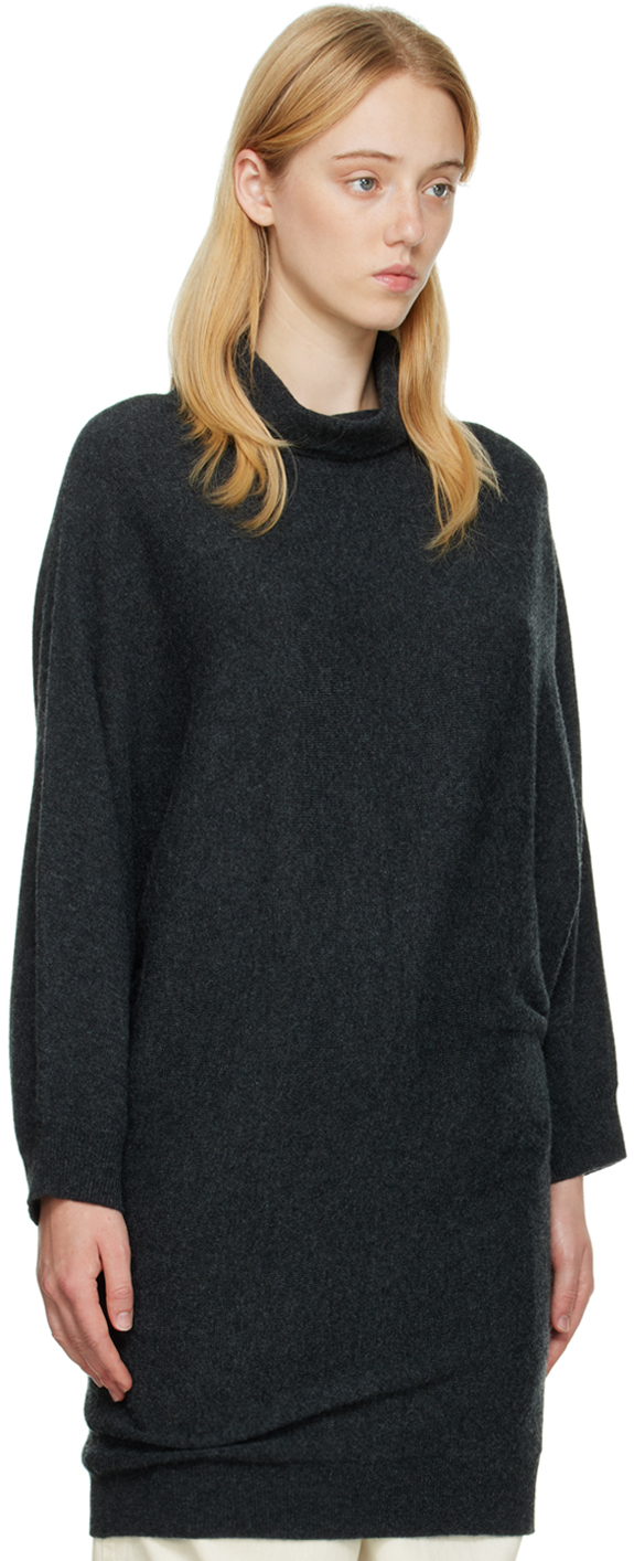 Totême Gray Draped Turtleneck In 359 Dark Grey Melang