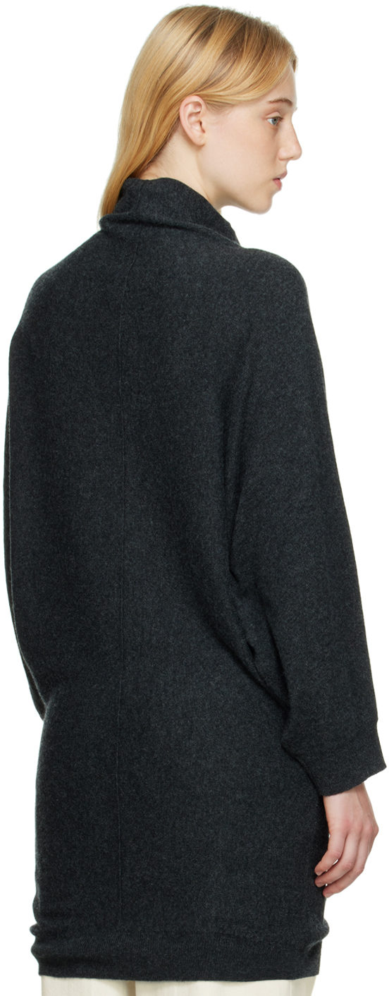 Totême Gray Draped Turtleneck In 359 Dark Grey Melang