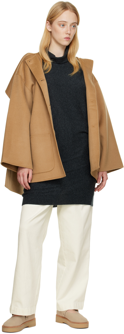 Totême Gray Draped Turtleneck In 359 Dark Grey Melang