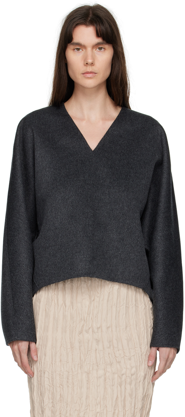 Totême Gray V-Neck Sweater